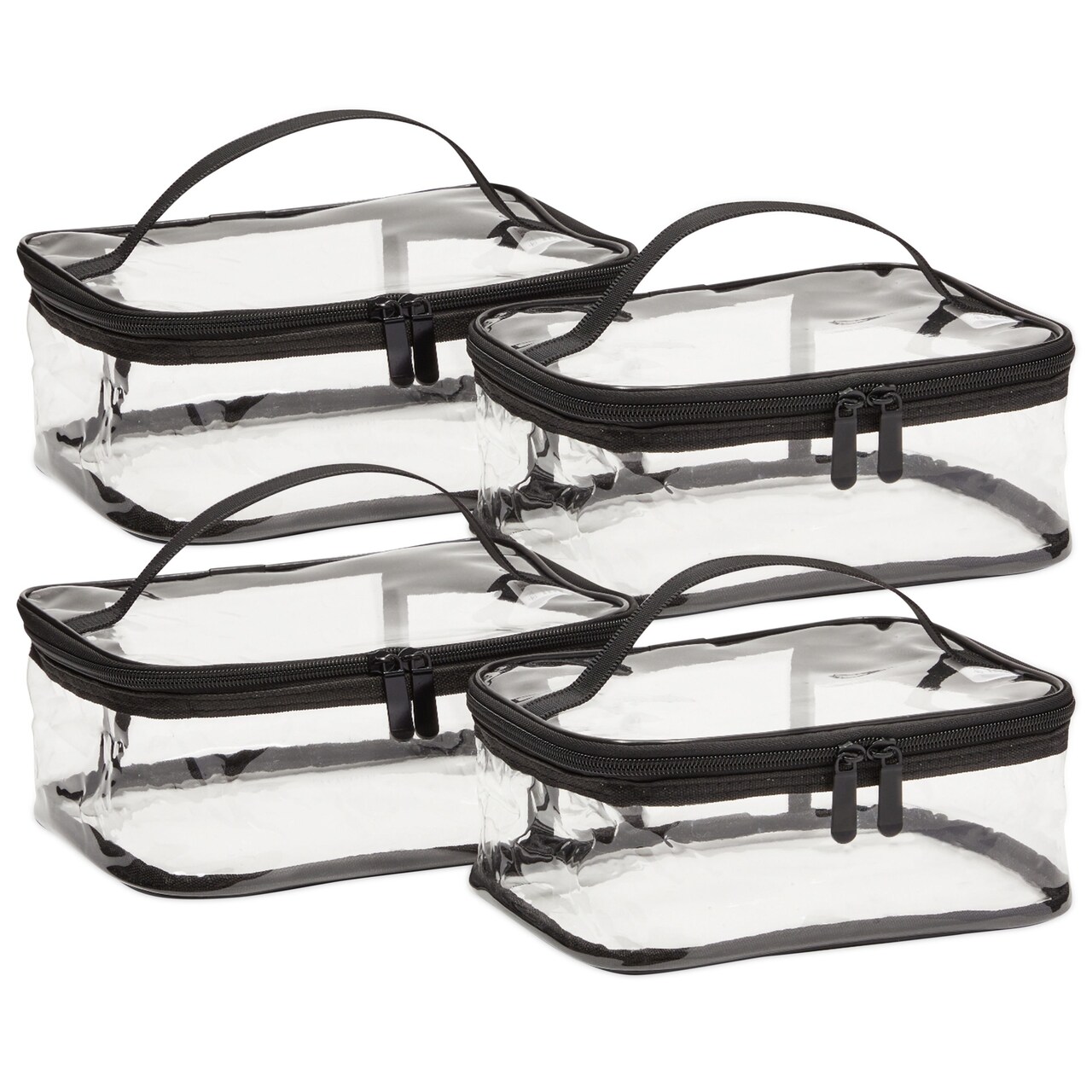 Clear Cosmetic Toiletry Bags for Travel, Makeup Storage, (Medium & Large, 4 Pack)